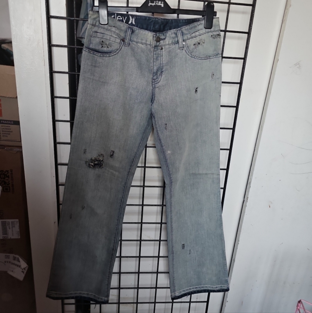 Levi's Men's Distressed Light Gray Bootcut Jeans